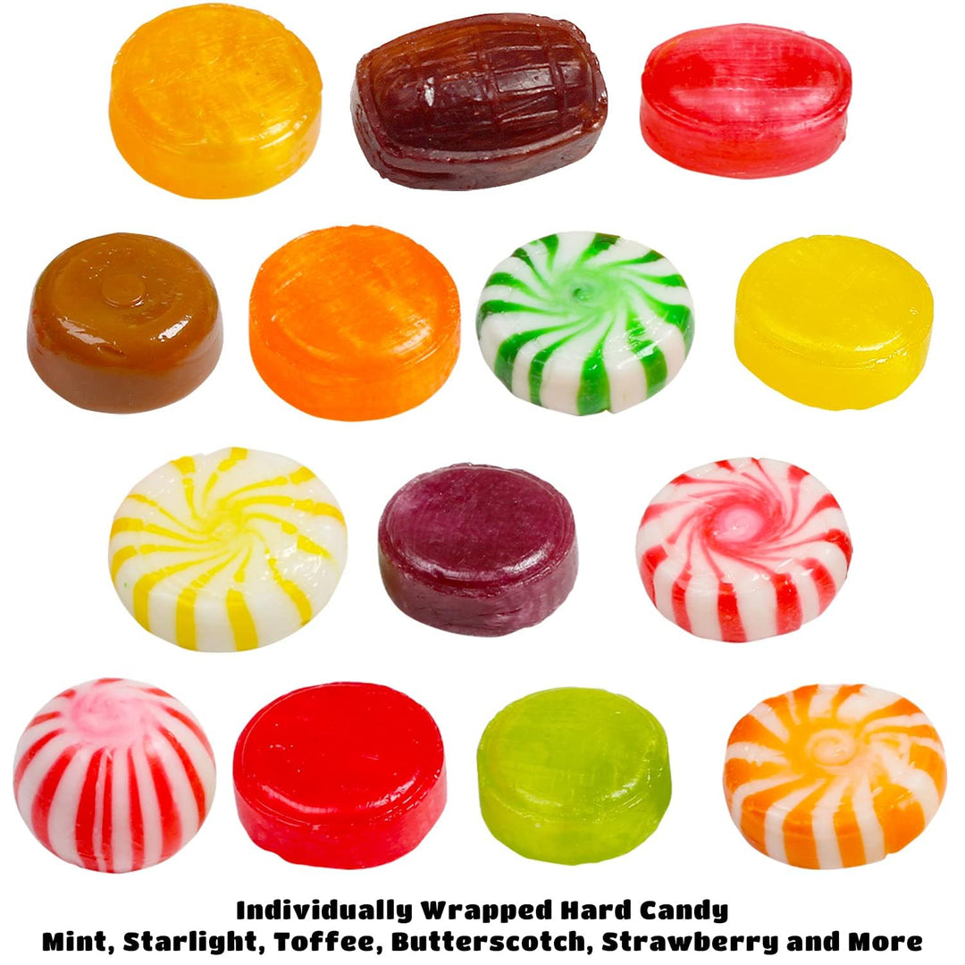 Dooboe Hard Candy Mix - 7 Pounds - Christmas Big Bulk Hard Candies Individually Wrapped - Holiday Old Fashioned Stocking Stuffers - Rootbeer, Strawberry, Toffee, Mint and More