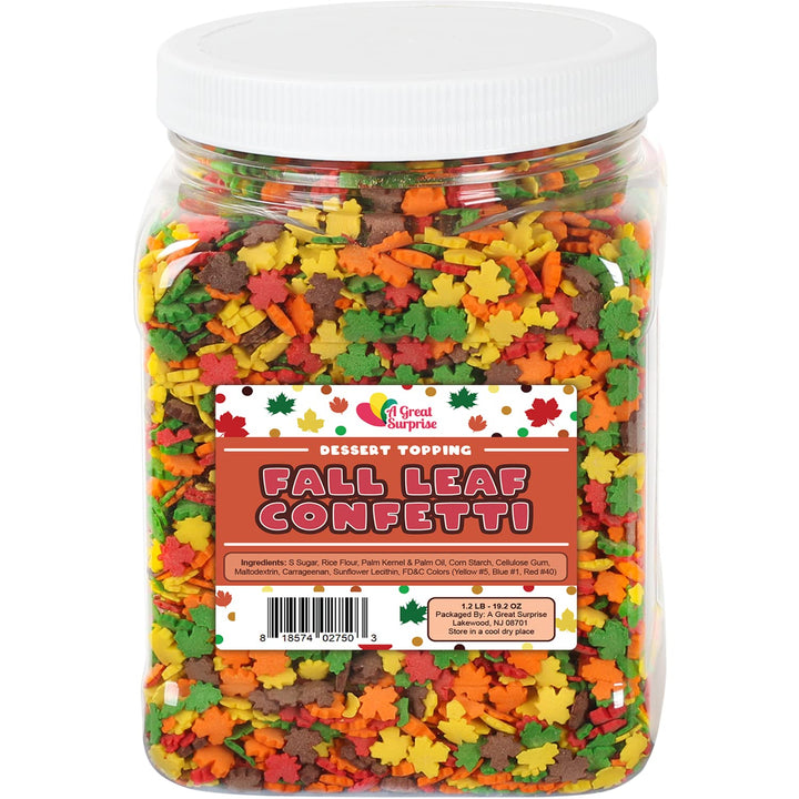 Thanksgiving Sprinkles - 1.2 Pounds - Fall Leaf Sprinkles for Baking - Autumn Leaf - Autumn Toppings for Cupcakes, Cookies, Cake Decorating