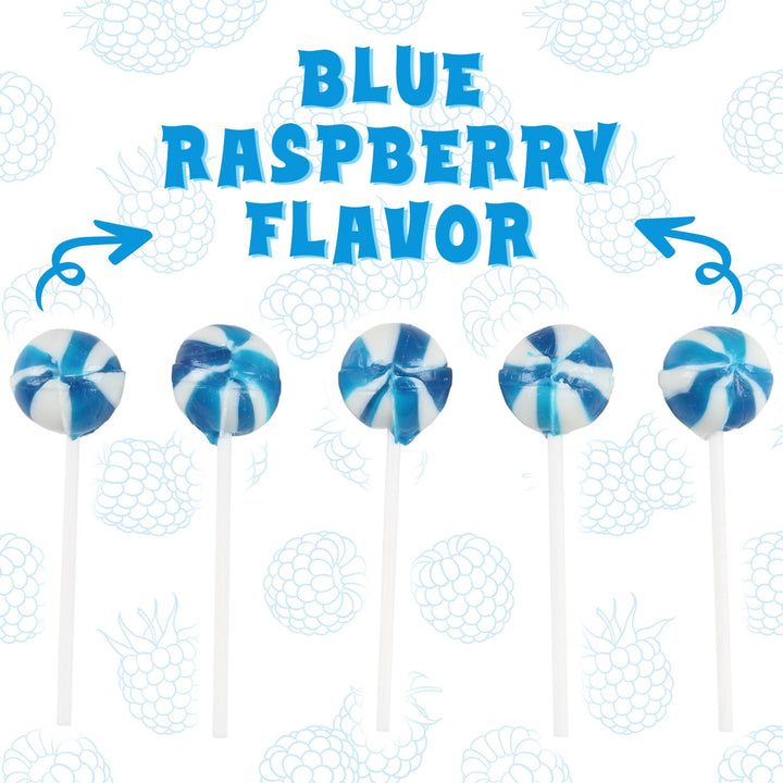 Blue Lollipops - 2 Pounds - 90 Lollipops - Blue Raspberry Flavor - Baby Boy Shower Candies, Holiday, Winter Theme - Gender Reveal Favors