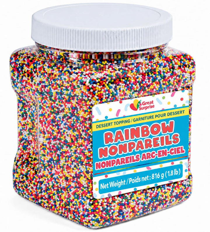 Rainbow Nonpareil Sprinkles, 1.8 lb Bulk Dot Topping for Ice Cream