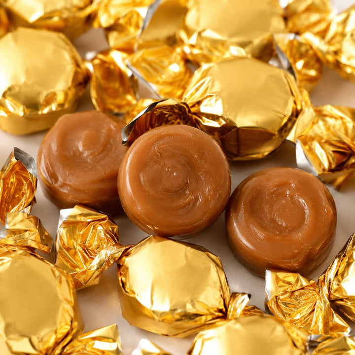 Gold Foil Candies - 3LB - Holiday Butter Toffee Candies for Candy Buffet - Classy Wedding Candy Favors - Rich Smooth Toffee Candy Individually Wrapped