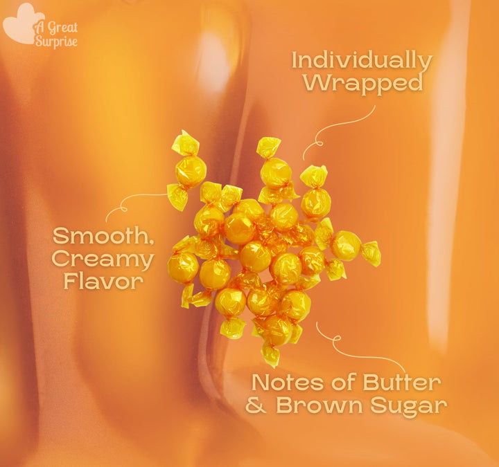 A Great Surprise Butterscotch Hard Candy - 4 Pounds - Individually Wrapped Butter Scotch Candies - Yellow Candy - Butterscotch Discs Buttons - Bulk Candy