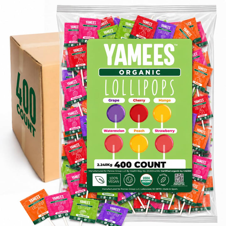 YAMEES Organic Lollipops 400 Count Bulk Candy Suckers