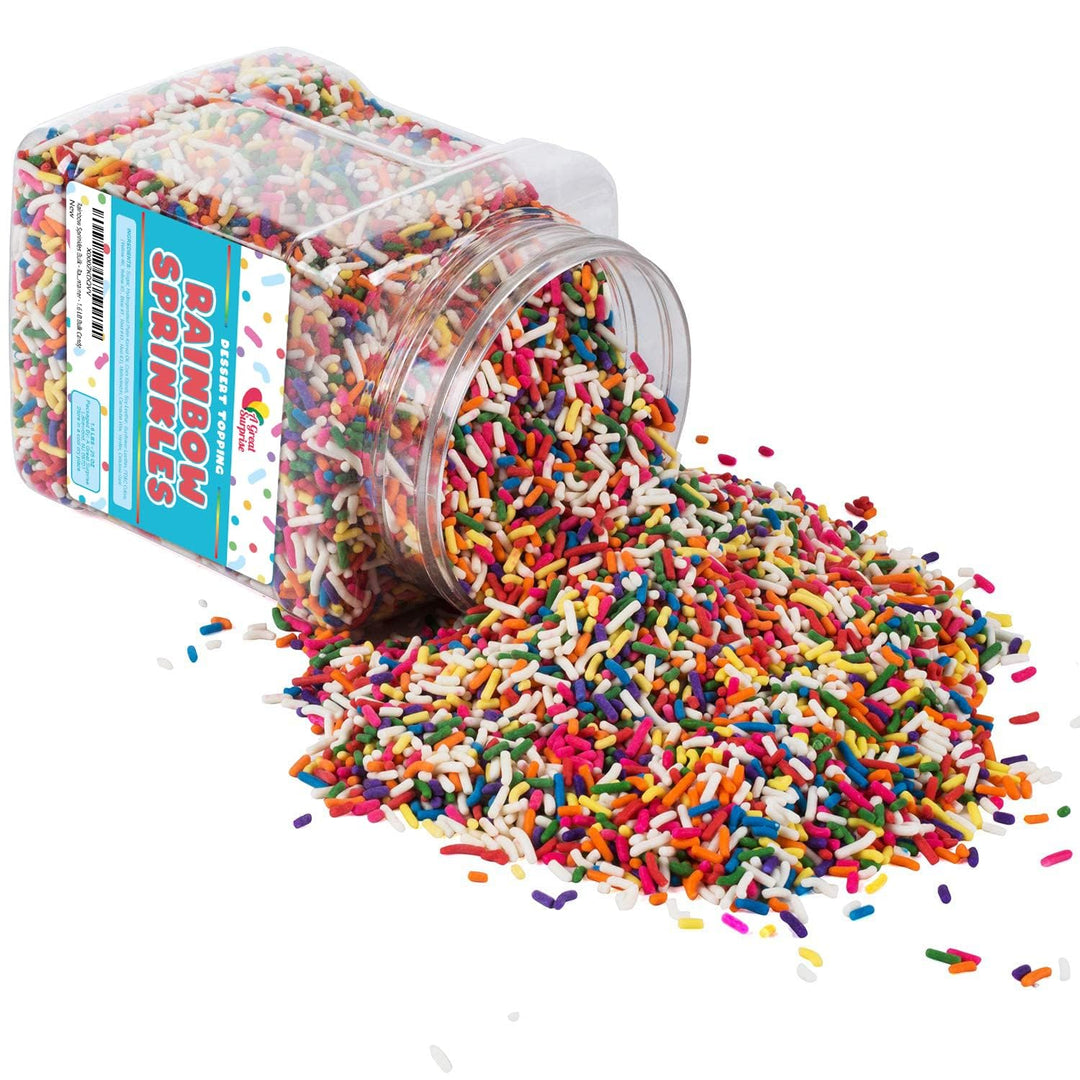 Rainbow Sprinkles - 1.6 Pounds - Chistmas Baking Toppings - Colorful Rainbow Jimmies for Cake Decorating, Baking, Cupcakes, Cookies