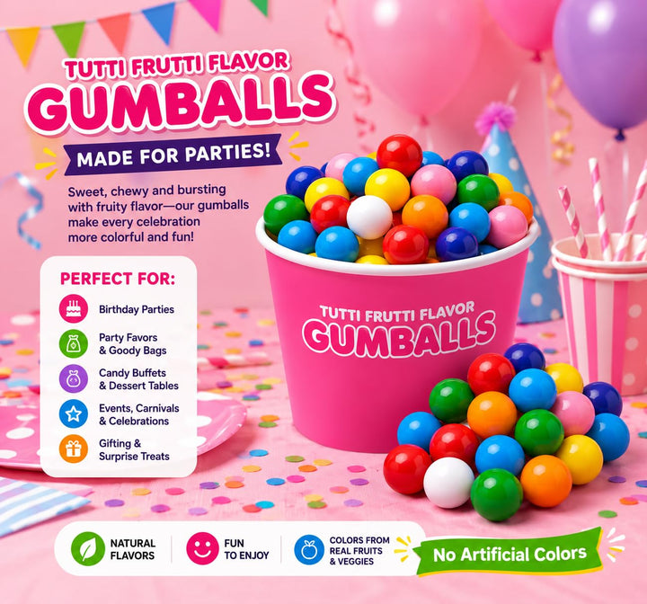 Bulk Mini Gumballs (-Inch)  4 lb Bag  Naturally Colored Gum  No Artificial Dyes  Rainbow Gumballs for Vending Machines, Piatas, Candy Buffets, Party Favors, Schools, Offices & Bulk Candy Displays