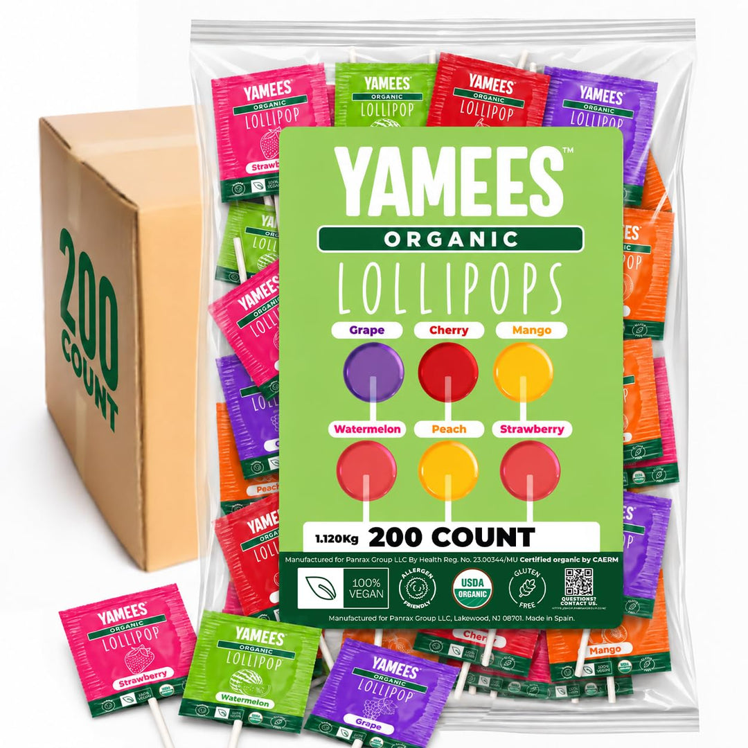 YAMEES Organic Lollipops 200 Count Bulk Suckers