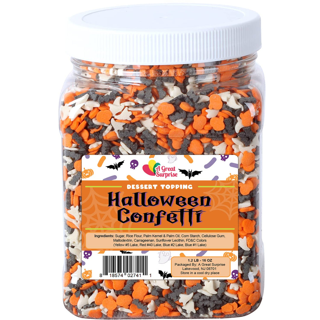 Halloween Sprinkles Bulk - 1.2 Pounds - Bat, Pumpkin & Ghosts Confetti Sprinkles - Spooky Toppings - Great for Cookies, Cupcakes, Cakes, Fall