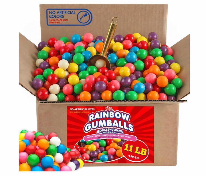 Rainbow Gumballs, 11 lb, Approx. 470 Pieces, Naturally Colored