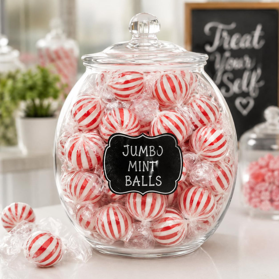 Peppermint Candy Balls  5 lb Bulk  Red & White Striped Hard Mints  Individually Wrapped Mint Hard Candy