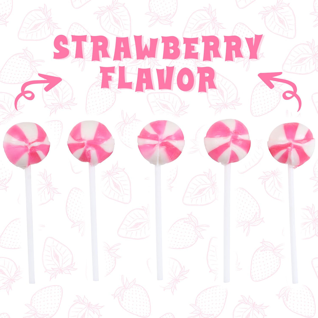 Swirleey Pink Lollipops - 2 Pounds - Strawberry Flavor - Bulk Pink Candies for Buffet - Suckers for Baby Shower, Baby Girl, Theme Parties