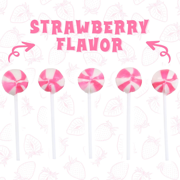 Swirleey Pink Lollipops - 2 Pounds - Strawberry Flavor - Bulk Pink Candies for Buffet - Suckers for Baby Shower, Baby Girl, Theme Parties