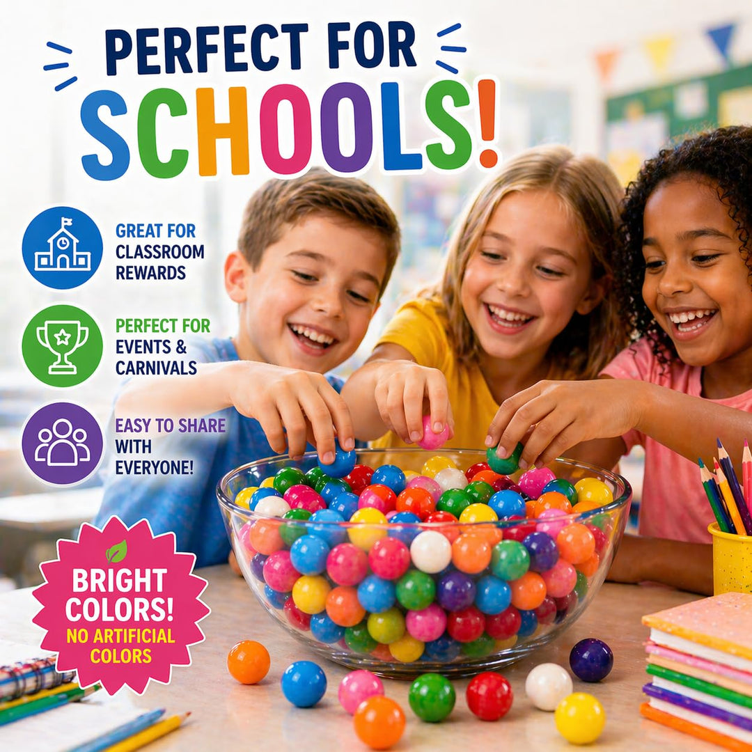 Bulk Rainbow Gumballs 1 Inch 4 lb, No Artificial Dyes Vending Candy Refills