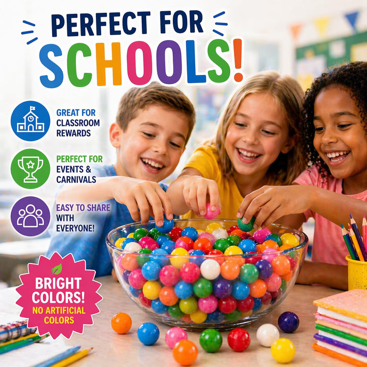 Bulk Rainbow Gumballs 1 Inch 4 lb, No Artificial Dyes Vending Candy Refills