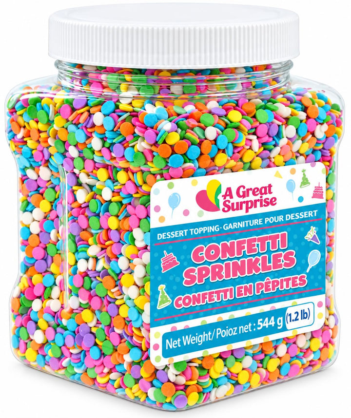 Birthday Confetti Sprinkles, 1.2 lb Pastel Rainbow Dessert Topping