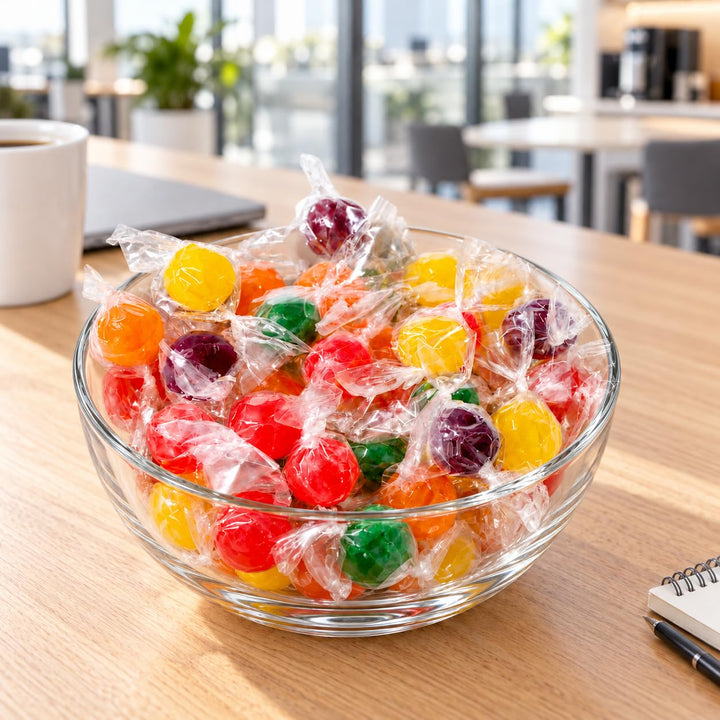 Assorted Fruit Balls Hard Candy, 4 lb Sour Variety, Office Candies