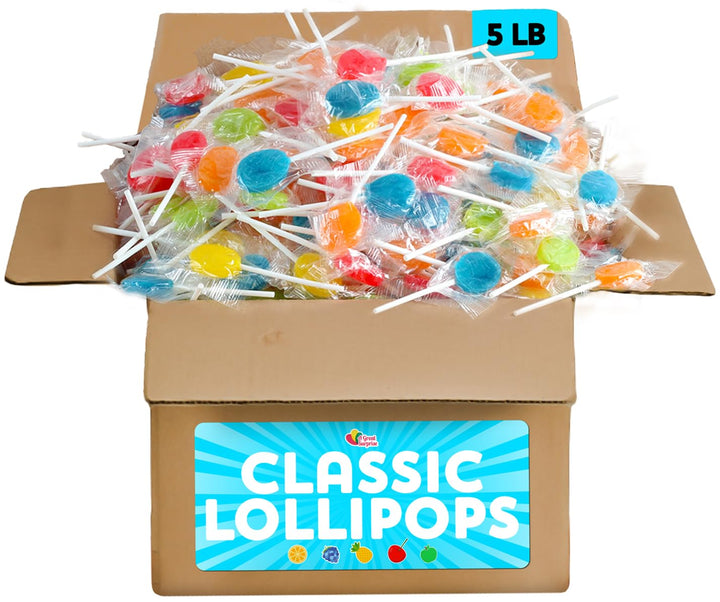 Classic Lollipops Bulk - 5 Pounds - Halloween Individually Wrapped - Fruit Flavored Suckers for Kids - Church, School, Birthday (Classic)