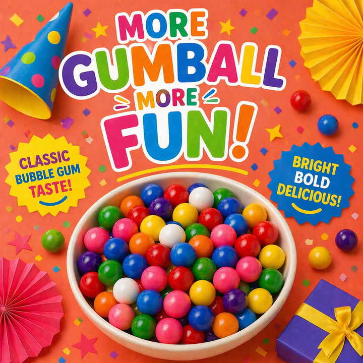 Bulk Rainbow Gumballs 1 Inch 4 lb, No Artificial Dyes Vending Candy Refills