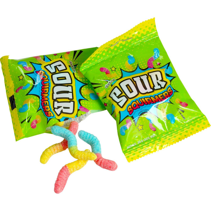 Dooboe Bulk Sour Gummy Worms - 6 Pound Wholesale Box - Approx 100 Peg Bags - Gummy Worms Individually Wrapped for Parties, Classrooms, Pinata
