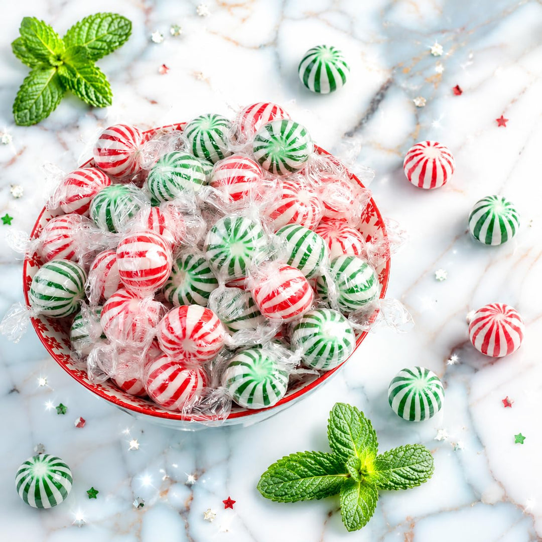 Christmas Assorted Jumbo Mint Balls 5 lb, Peppermint & Spearmint Candy