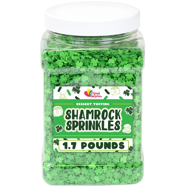 St. Patricks Day Sprinkles - 1.7 Lb - Green Shamrock Sprinkles - Clover Cupcake Toppings - Bulk Shamrock Shaped Quins For Cookies, Cake Decorating