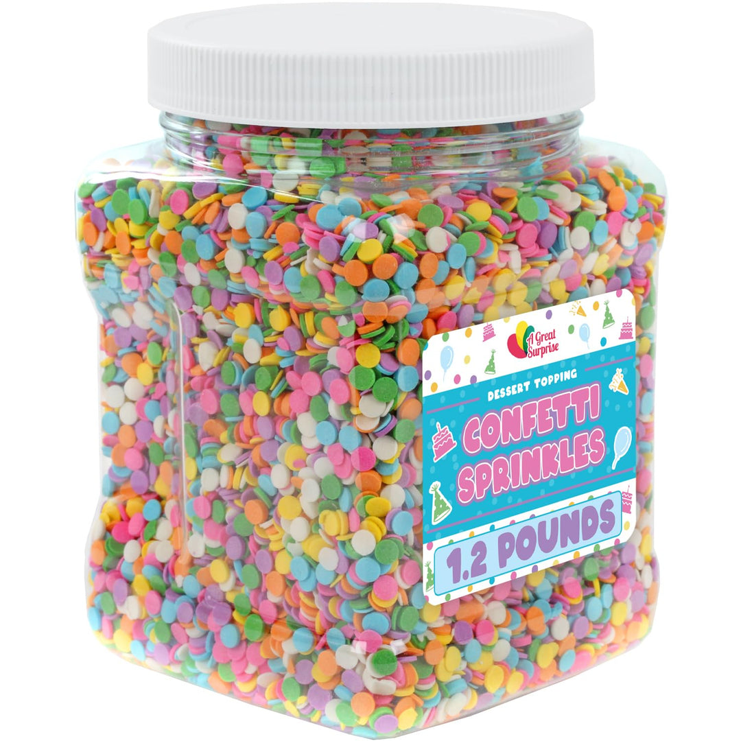 Rainbow Pastel Confetti Sprinkles - 1.2 Lb - Bulk Ice Cream Sprinkles - Funfetti Sprinkles - Flat Round Birthday Sprinkles