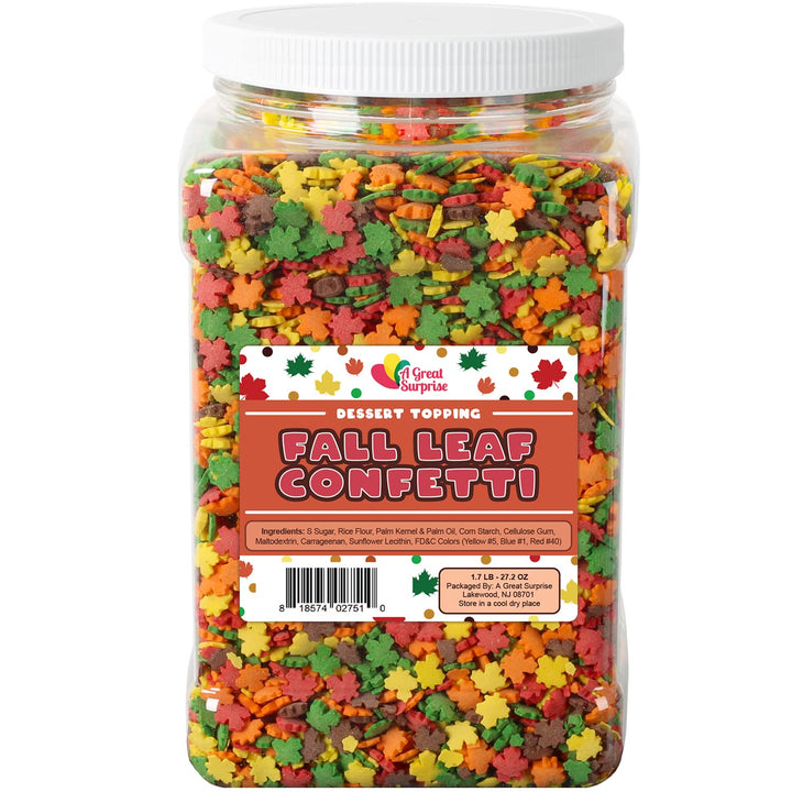 Thanksgiving Sprinkles - 1.7 Pounds - Fall Leaf Sprinkles for Baking - Autumn Leaf Shapes - Toppings for Cupcakes, Cookies, Cake Decorating
