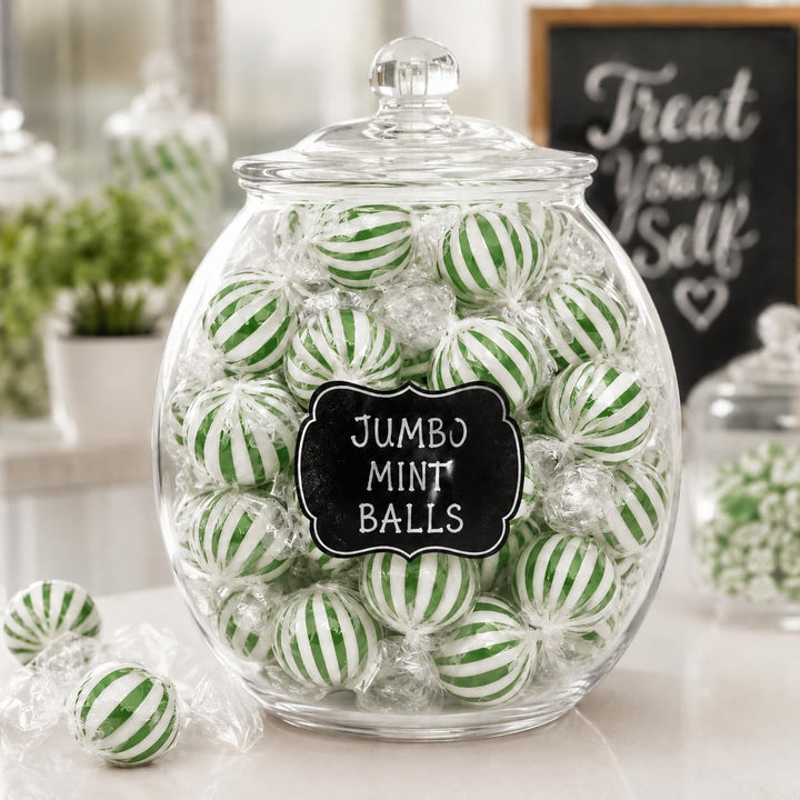 Jumbo Spearmint Mint Balls  3 lb Bulk  Green Starlight Mints  Individually Wrapped Hard Spearmint Candy for Candy Buffets & Events