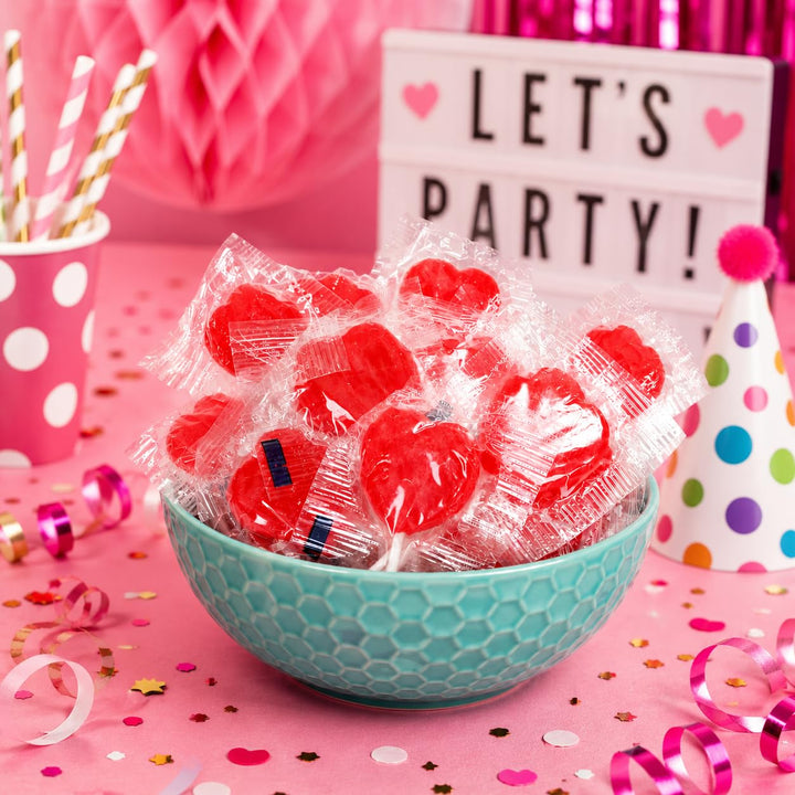 A Great Surprise Red Heart Lollipops  5 lb Bulk (200 ct)  Individually Wrapped Candy for Camp Rewards