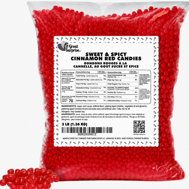 Red Hot Cinnamon Imperials, 3 lb Bulk Candy for Machine Refills