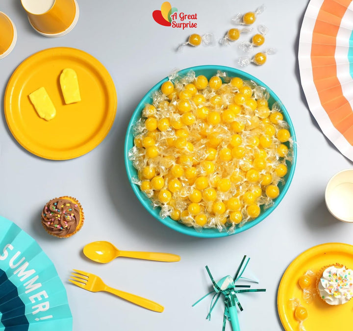 Lemon Balls Hard Candy - 3 Pounds - Yellow Candies Drop - Individually Wrapped - Baby Shower, Candy Buffet