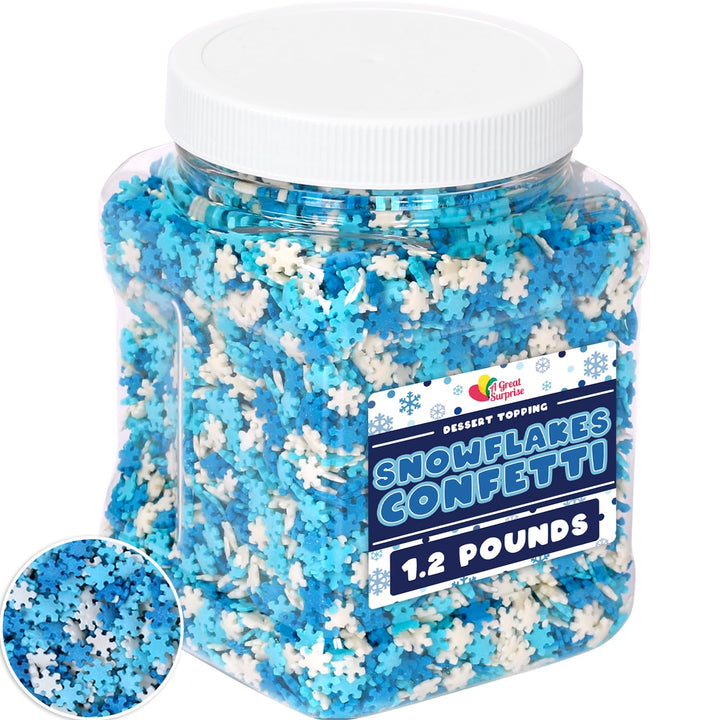 Snowflake Confetti Sprinkles - 1.2 Pounds - Christmas Sprinkles - Blue & White Jimmies - Bulk Sprinkle Mix for Decorating - Great for Baking Cookies, Cakes, Cupcakes, and More!