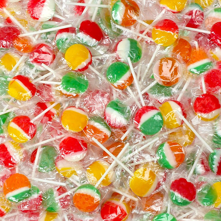 Christmas Bulk Lollipops - 5 Pounds - Stocking Stuffers Lollipops - Assorted Fruit Flavored - Flat Round Candy Pops Individually Wrapped