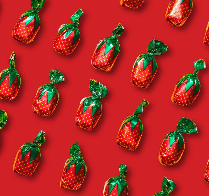 Dooboe Christmas Strawberry Hard Candy - 6 Pounds - Holiday Strawberry Filled Bon Bons Bulk - Individually Wrapped Candy for Office