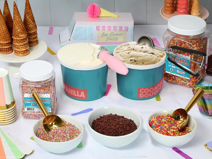 Bulk A Great Surprise Dye Free Rainbow Sprinkles - 14 Ounces - Naturally Colored Rainbow Jimmies - Vegan, Non-GMO Dessert Toppings for Ice Cream, Cookies, Cupcakes, Cake Decorating