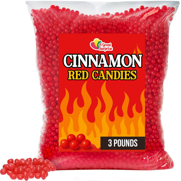 A Great Surprise Red Cinnamon Imperials - 3 Pounds - Red Hot Candy Bulk - Imperial Candies for Machine Refills, Buffet
