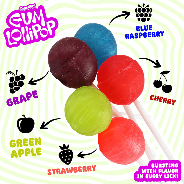 Gum Pops - 5 Pounds - Assorted Flavor Gum-Filled Lollipops - Big Bulk Lollipops for Birthday Parties, Gifting & Candy Buffets