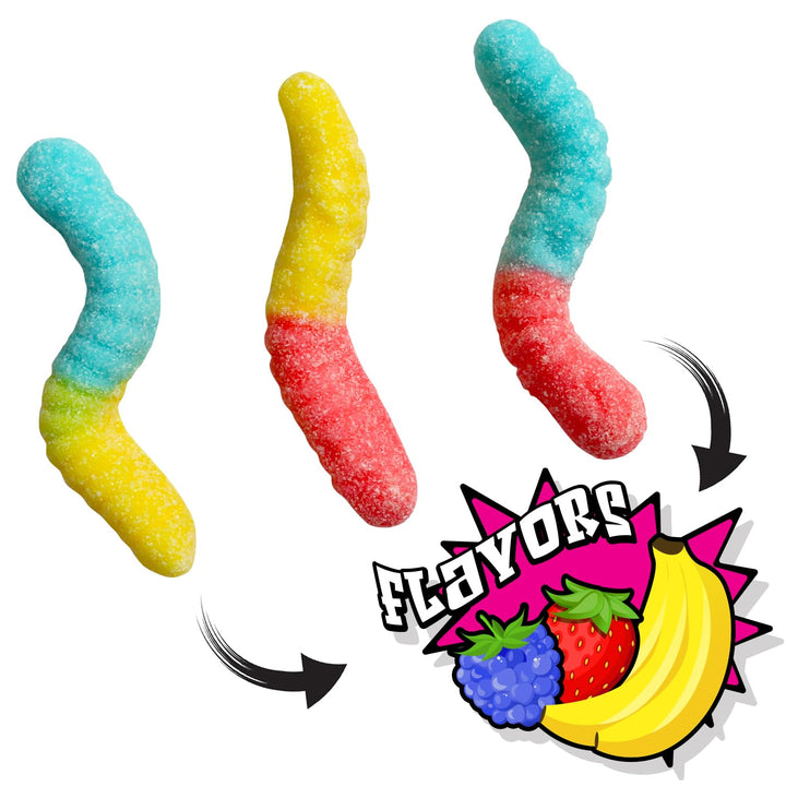 Dooboe Full Size Sour Gummy Worms Bulk Pack - 40 Packs (30 Gram Peg Bags) - Stocking Stuffers Sour Squirmers Individually Wrapped for Kids and Adults, Parties, School, Pinata