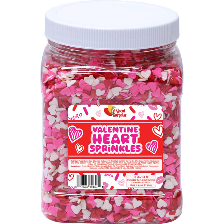 Heart Confetti Sprinkles- Valentines Sprinkles - 1.2 LB - Bulk Toppings- Candy Quins for Cupcakes, Cookies, Ice Cream
