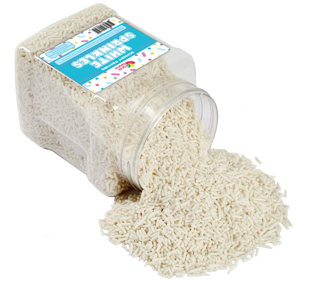 White Sprinkles - 1.6 Pounds - Patriotic White Jimmies for Baking - Toppings for Cake Decorating, Cupcakes, Cookies, Ice Cream, Bridal