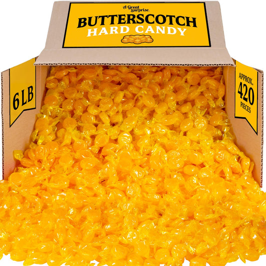 Butterscotch Hard Candy, 6 lb Bulk, Individually Wrapped Yellow Buttons