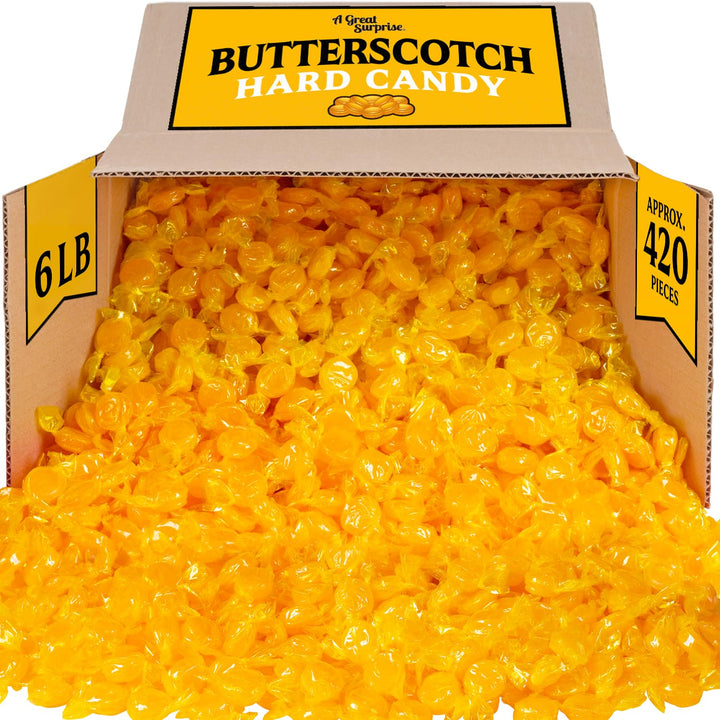 A Great Surprise Butterscotch Hard Candy - 6 Pounds - Individually Wrapped Butter Scotch Buttons Candies - Bulk Yellow Treats for Candy Buffet