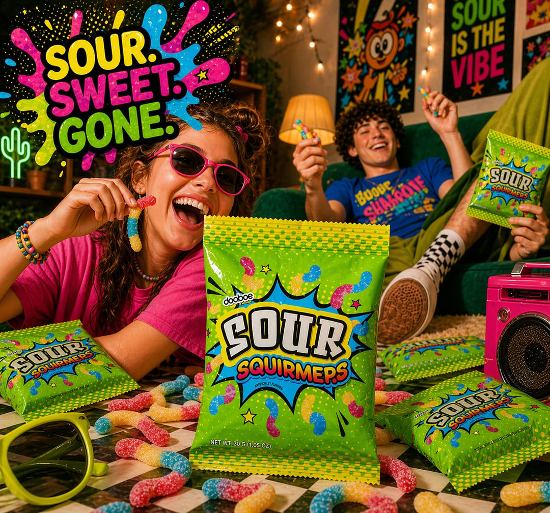 Sour Gummy Worms Individually Wrapped - Peg Bags 40 Count