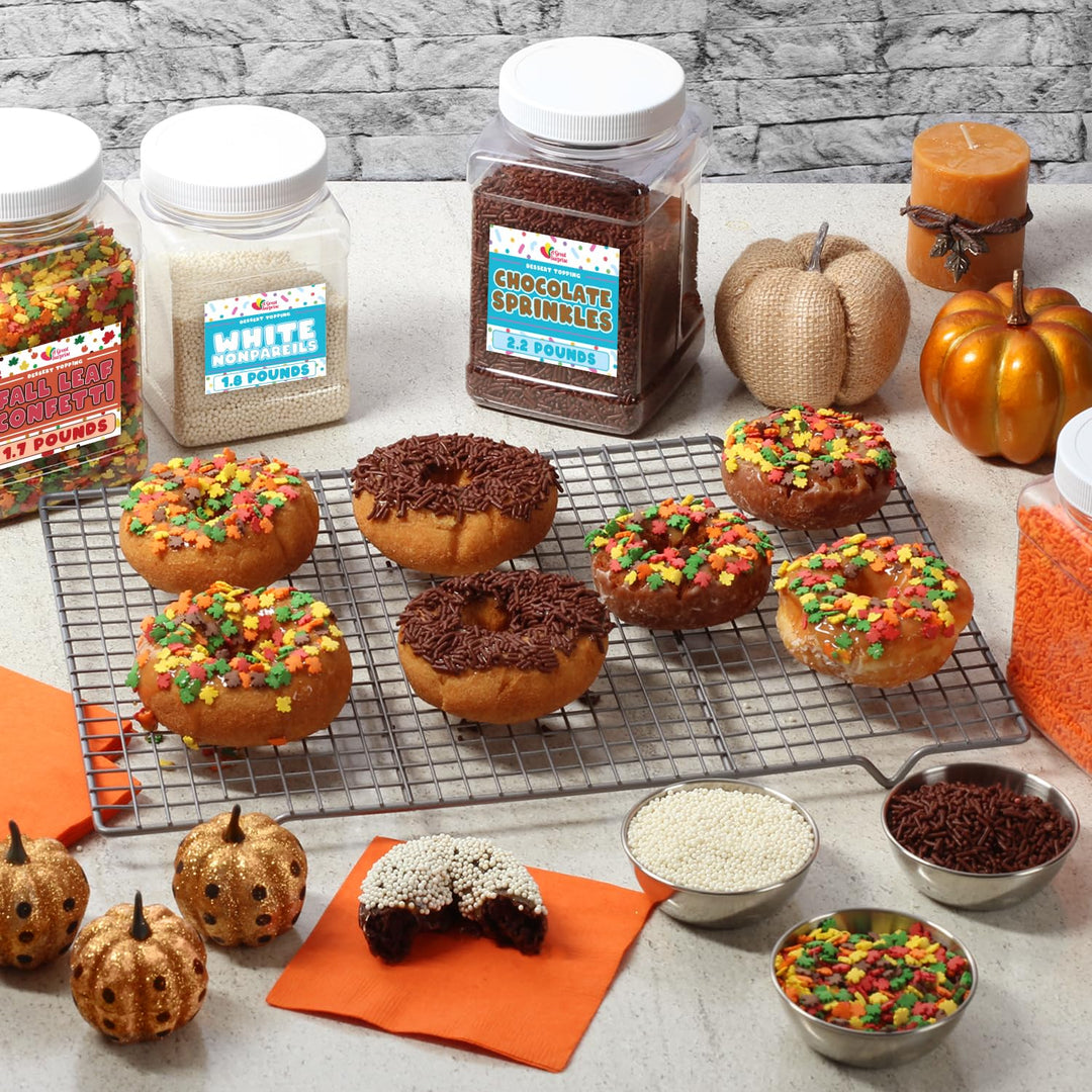 Thanksgiving Sprinkles - 10 oz - Fall Leaf Toppings for Baking - Autumn Edible Decorations - Cupcakes, Cookies, Cake Decorating - Bulk Fall Candy Sprinkles