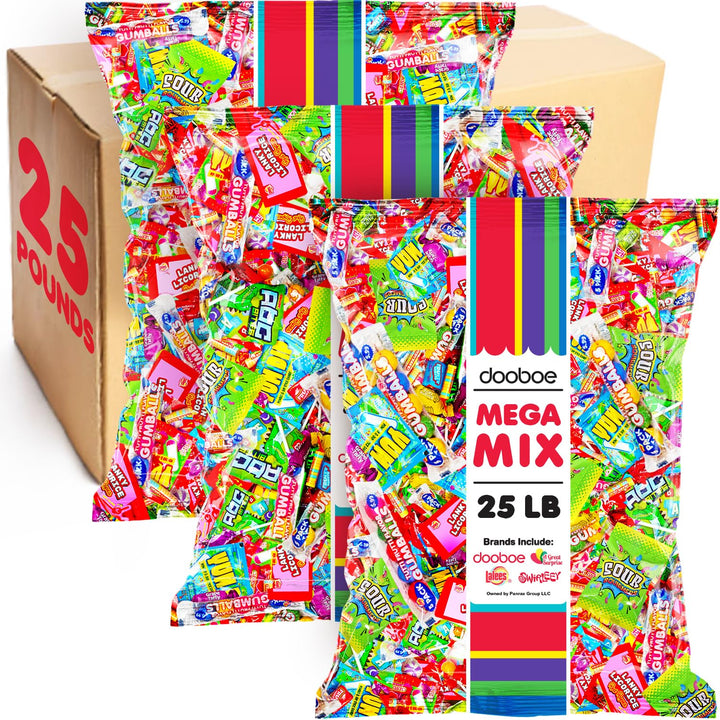 Dooboe Bulk Candy Wholesale - 25 Pounds - Individually Wrapped Candies for Schools, Teachers Rewards - Candy for Offices, Stocking Stuffers, Christmas Parade Throws