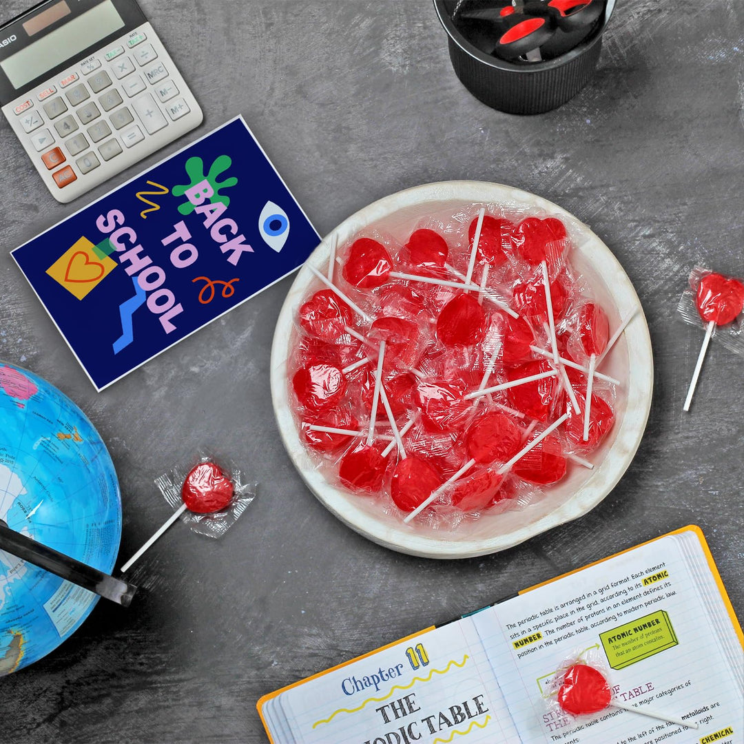 A Great Surprise Valentines Red Heart Lollipops  5 lb Bulk (200 ct)  Individually Wrapped Candy for Teachers & School Rewards