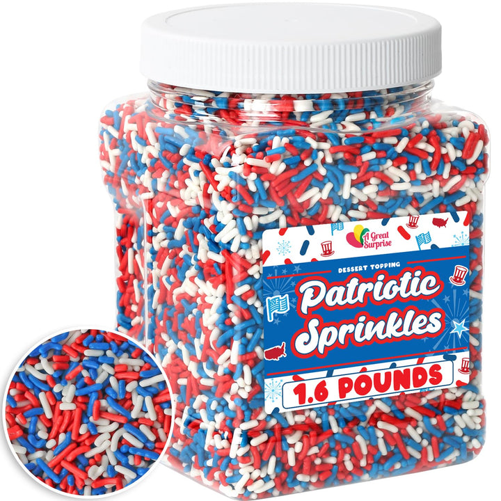 Red White Blue Sprinkles - 1.6 Pounds - Patriotic Toppings - Fourth Of July Jimmies