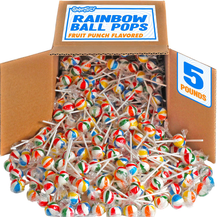 Swirleey Valentine's Day Rainbow Lollipops - 5 Pounds - Bulk Lollipops - Individually Wrapped Round Hard Candy Suckers for Kids, Classrooms, Party Favors, Goodie Bags, Piatas, Birthday Candy Buffets