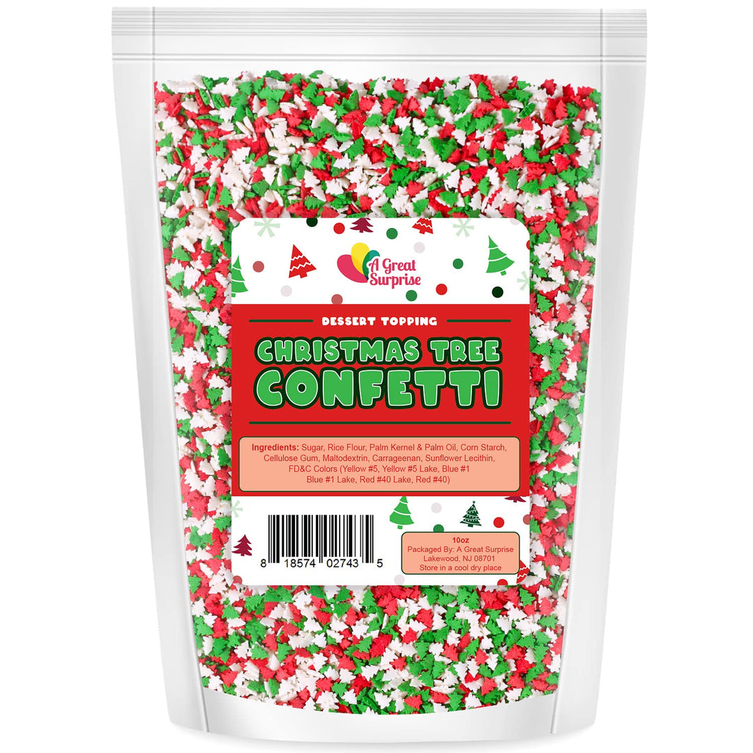 Christmas Sprinkles - 10 oz - Holiday Tree Sprinkles - Red, Green & White Sprinkles for Cookie Decorating - Bulk Christmas Jimmies for Gingerbread Cookies, Baking, Cupcakes