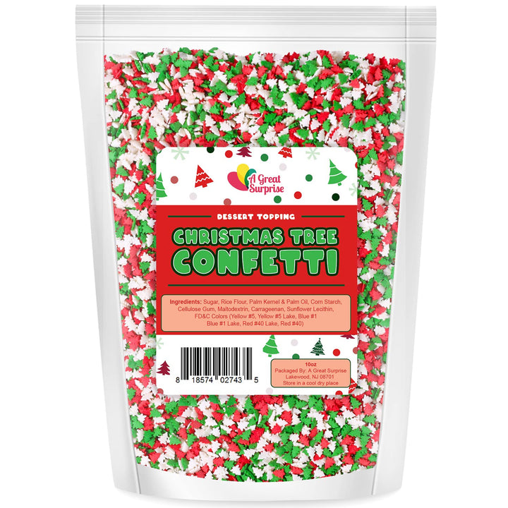 Christmas Sprinkles - 10 oz - Holiday Tree Sprinkles - Red, Green & White Sprinkles for Cookie Decorating - Bulk Christmas Jimmies for Gingerbread Cookies, Baking, Cupcakes