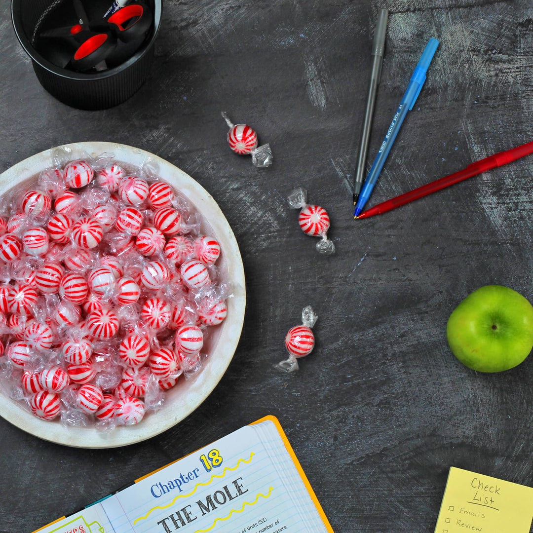 Peppermint Candy Balls  5 lb Bulk  Red & White Striped Hard Mints  Individually Wrapped Mint Hard Candy